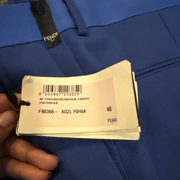 Fendi Men's Royal Blue Wool Dress Pant - Picture 2 of 6